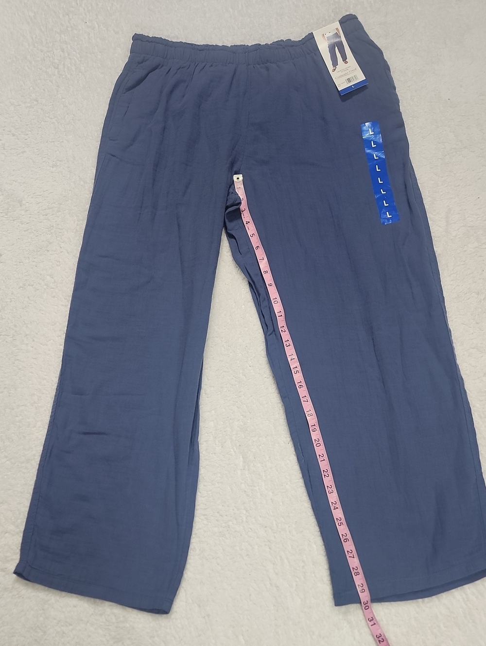 Coldwater Creek Gauze Pull On Pant Blue 30" Inseam New With Pockets - Picture 5 of 9